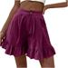 Sweatpants Women Women s Fashion Solid Color Casual Wide Leg Ruffle Loose High Waist Shorts Pants Comfy Compression Shorts For Women Purple XL