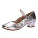 Fsqjgq Summer Sandals Women Fashion Sandals Women s Solid Color Buckle Full Sole Rubber Low Heel Thick Heel Dance Shoes Sandals Size 39 Silver