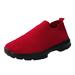 KaLI_store Slip On Sneakers Women Womens Slip on Trainers Air Cushion Walking Shoes Breathable Mesh Sneakers Orthopedic Shoes for Women Red 6.5