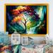 Wildon Home® Big Tree in the Middle of Forest During Fall I - Print on Canvas Metal in Green/White/Yellow | 16 H x 32 W x 1 D in | Wayfair