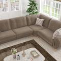 Brown Sectional - Ottomanson Angel Reversible L-Shaped Sleeper Sofa Sectional w/ Storage Seats for Living Room Microfiber/Microsuede | Wayfair