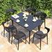 Corrigan Studio® Kroy Rectangular 4 - Person 47.24" Long Outdoor Dining Set Metal in Black | 47.24 W x 27.55 D in | Wayfair