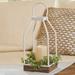 Studio 66 13.39" Wood Tabletop Lantern w/ Candle Included Wood in Brown/White | 13.39 H x 6.6 W x 6.5 D in | Wayfair 35079