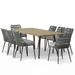 Corrigan Studio® Hudayfa Square 8 - Person 35.4" Long Outdoor Dining Set w/ Cushions Wood in Brown/Gray/White | 86.6 W x 86.6 D in | Wayfair