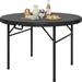 Arlmont & Co. Barlitt Folding Outdoor Picnic Table Plastic/Metal in Black | 27 W in | Wayfair 654FF3C4100E459DBDAF394D94DDF58F