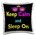 3dRose CMYK Keep Calm Parody Hipster Crown And Sunglasses Keep Calm And Sleep On Pillow Case 16 by 16-inch