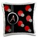 3dRose Modern Geometric Black Red Grey Circle Pattern Monogram Letter A Pillow Case 16 by 16-inch