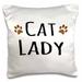 3dRose Cat Lady - funny design for kitty lovers - pet owners black text with two brown paw prints - kitten Pillow Case 16 by 16-inch