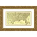 Rand McNally 32x19 Gold Ornate Wood Framed with Double Matting Museum Art Print Titled - Southeastern States Roads - Rand McNally 1923