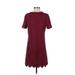 Moon Casual Dress - A-Line Crew Neck Short sleeves: Burgundy Print Dresses - Women's Size Small