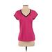 Adidas Active T-Shirt: Pink Color Block Activewear - Women's Size Small