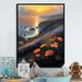 Rosecliff Heights Orange Flowers by the Coast II - Print on Canvas Metal in Black/Gray/Orange | 32 H x 16 W x 1 D in | Wayfair