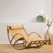 Bayou Breeze Alket Rocking Chair Wicker/Rattan/Fabric in Brown | 35 H x 28 W x 67 D in | Wayfair F8020883D6CC4D4CB499DC3159D5FF6C