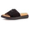 Pantolette GABOR, Damen, Gr. 38, schwarz, Ziegenveloursleder, unifarben, sportlich, Schuhe, Plateau, Sommerschuh, Schlappen mit großer Zierschnalle