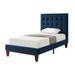 Ryan Velvet or Linen Button Tufted Platform Bed With Wooden Slats