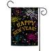 Clocks and Fireworks "Happy New Year" Outdoor Garden Flag - 18" x 12.5"