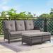 3-Piece Outdoor Patio High-back Wicker Sectional Ottoman Set