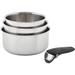 Ingenio Stainless Steel Cookware Set 4 Piece Induction Stackable, Removable Handle Pots and Pans, Dishwasher Safe Silver