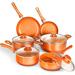 6-piece Non-stick Cookware Set Pots and Pans Set for Cooking - Ceramic Coating Saucepan, Stock Pot with Lid, Frying Pan, Copper