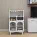 Living room White wine cabinet with removable wine rack and wine glass rack, a glass door cabinet