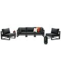 5 Pieces Outdoor Modular Sectional Set Aluminum Patio Conversation Sofa Set with Armless Sofas
