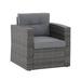 Outdoor Wicker Single Sofa All Weather Rattan Patio Armchair Sofa with Cushions Additional Chair for Sectional Sofa Set Gray