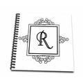 3dRose Initial letter R personal monogrammed fancy black and white typography elegant stylish personalized - Memory Book 12 by 12-inch