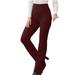 RYRJJ Womens Stretch Dress Pants Casual Slacks Pants with Pockets Flared Straight Leg Bootcut Trousers for Office Work Business(Wine XXL)