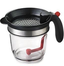 Fetttrennkanne CUISIPRO, rot (transparent, schwarz, rot), Ø:16cm, Kunststoff, Messbecher, mit Bodenventil