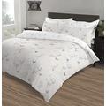 MHG Living Luxurious Bedding King Size Duvet Cover Set with 2 Pillowcases - Toile Floral Butterflies Design Printed Polycotton Blend Reversible Bed Quilt and Pillow Cover, Beige