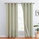 TOPICK Linen Curtains Green Striped Curtain with Eyelets Modern Linen Look Curtains Stripes Living Room Privacy Curtain Opaque Eyelet Curtain with Stripes Pattern 2 Pieces 130 x 245 cm Green on Beige