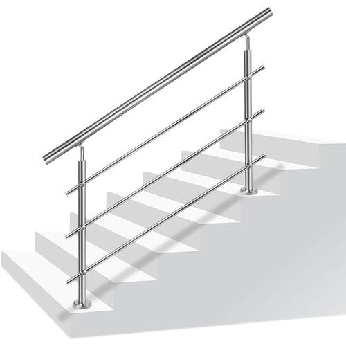 100cm Edelstahl Handlauf Treppengeländer Innen und Außen mit 2 Pfosten für Treppen, Brüstung,