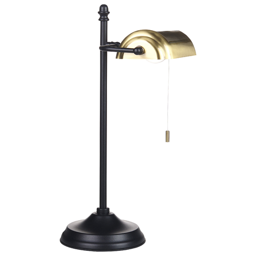 Tischlampe Gold und Schwarz Metallsockel Glasschirm Verstellbarer Lichtschalter Retro Stil, Büroleuchte