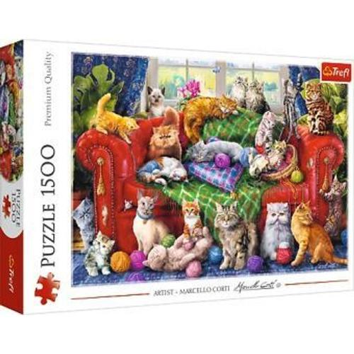 Puzzle 1500 - Katzen auf dem Sofa