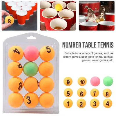 Balle de ping-pong numérotée colorée divertissement de tennis de table jeux d'entraînement 12