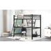 Black Twin Size Functional Loft Bed with Metal Frame and Built-in Desk