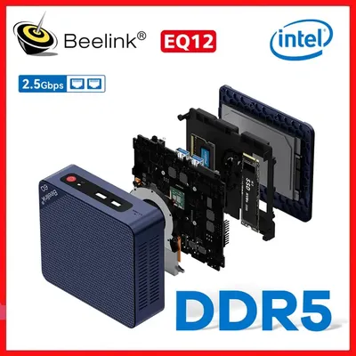 Beelink-Mini PC de bureau EQ12 Intel Alder Lake N100 12th Isabel 16 Go DDR5 500 Go SSD WiFi 6