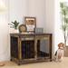 Sliding Barn Door Dog Crate Furniture with Flip-top Plate