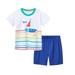 TAIAOJING Baby Boys Summer Clothes Sets Outfits Children s Short Sleeved Shorts Two Piece Knitted Cotton Cartoon Boat Pattern Children s Suit 2-3 Years