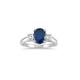 RS JEWELS Lab Created Oval Cut Blue Sapphire & Round White CZ 14K White Gold Plated Ivy Three-Stone Oval Cut Ring For Women's (S)