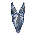 Women's Blue Storm X Back Bodysuit XXL Monique Morin Lingerie