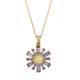 Women's Gold / Blue / Yellow 18K Yellow Gold In Tapered Baguette Tanzanite & Opal Sunburst With Diamond Pendant Chain Necklace Artisan