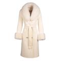 Women's 'Marlene' 100% Cashmere & Wool Coat With Faux Fur In White Xxs/Xs Santinni