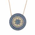 Women's Rose Gold Flat Turquoise Disc Necklace Cosanuova