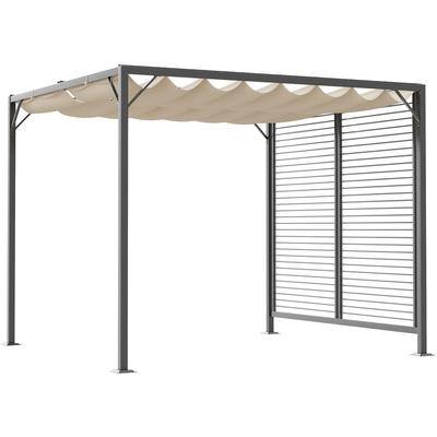 Pavillon Pergola Partyzelt Überdachung Einstellbares Stoffdach Polyester Beige - Dunkelgrau+Beige