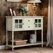 Hassch Sideboard Console Table With Bottom Shelf Farmhouse Wood/Glass Buffet Storage Cabinet Living Room (Antique Grey)