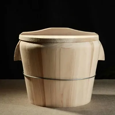 Baril de riz à la vapeur en bois naturel avec couvercle portable outil de cuisine cuiseur à vapeur
