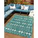 Rugs.com Outdoor Lattice Collection Rug â€“ 5 x 8 Teal Flatweave Rug Perfect For Bedrooms Dining Rooms Living Rooms