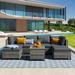 Nestfair 7 Piece Outdoor Rattan Sectional Patio Conversation Sets with Cushions Dark Gray