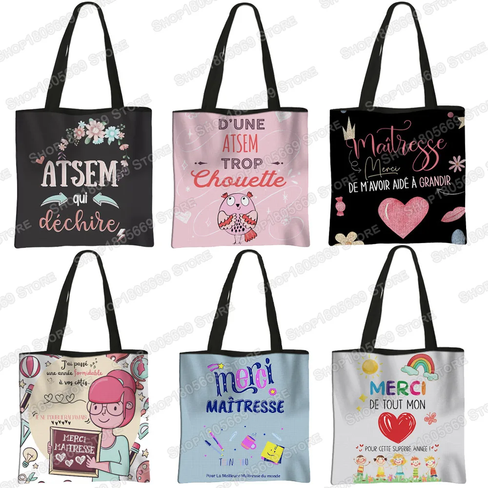 Sac à main imprimé Gracias Maestra / Merci Maitresse, sacs de Shopping pour femmes, cadeau de remise de diplôme à la mode pour la journée des enseignants